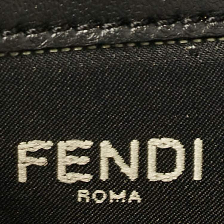 Pre Owned Fendi Black FF Leather Baguette Continental Chain Wallet