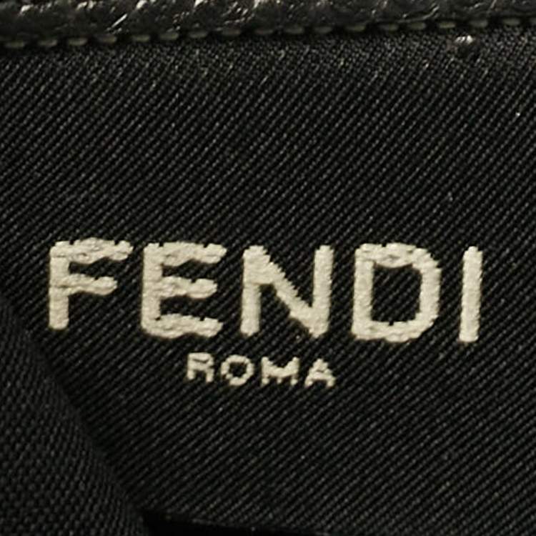 Pre Owned Fendi Black FF Leather Baguette Continental Chain Wallet