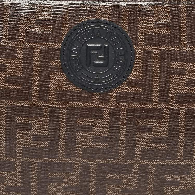Pre Owned Fendi Tobacco Zucca Coated Canvas FFreedom Pouch