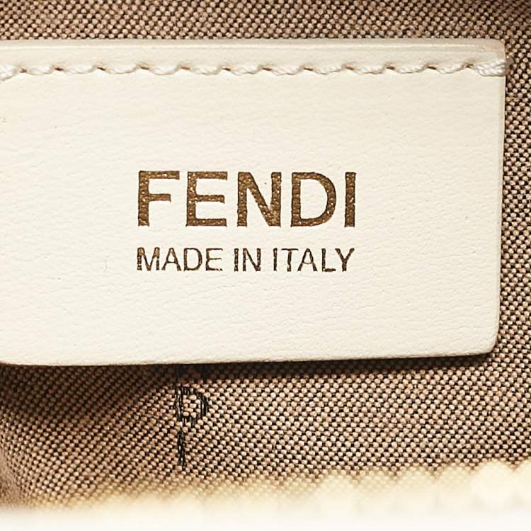 Pre Owned Fendi White Zucca Coated Canvas and Leather Chef Shoulder Bag