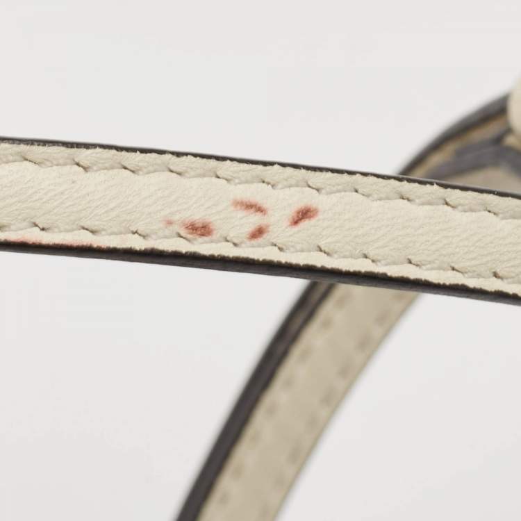 Pre Owned Fendi White Leather and Fur Trim Micro Buggie Baguette Crossbody Bag