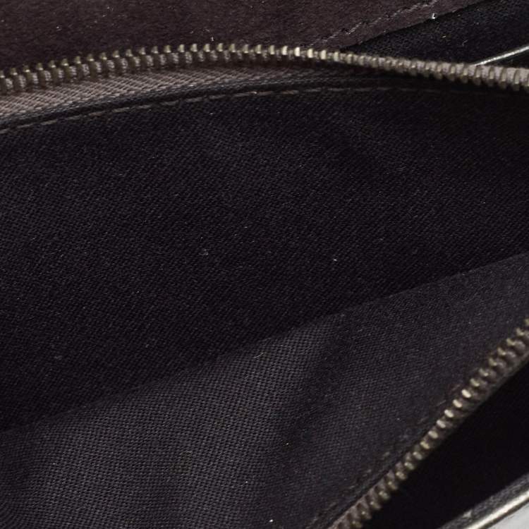 Pre Owned Fendi Metallic Dark Grey Leather Crystal Stud Tube Wallet On Chain