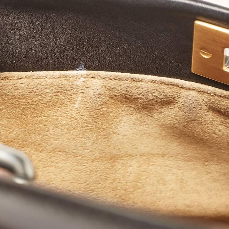 Pre Owned Fendi Black Leather Medium Peekaboo Top Handle Bag