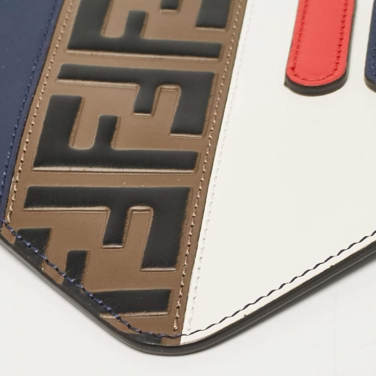Pre Owned Fendi X Fila Multicolor Leather Logo Mania Wristlet Pouch