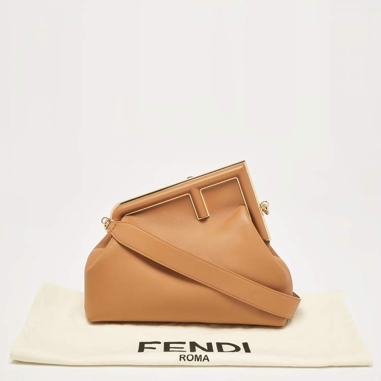 Pre Owned Fendi Brown Leather Medium First Shoulder Bag