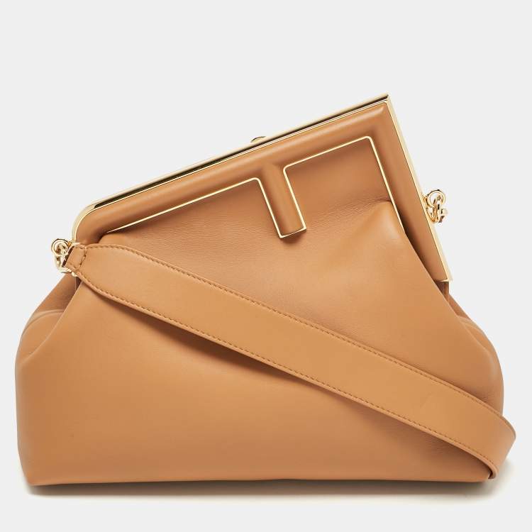 Pre Owned Fendi Brown Leather Medium First Shoulder Bag