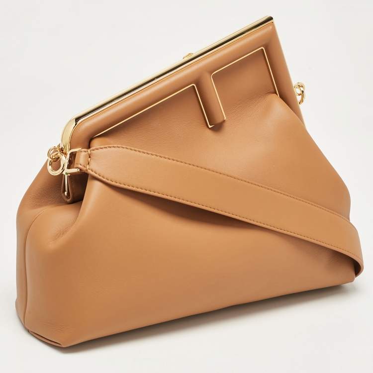 Pre Owned Fendi Brown Leather Medium First Shoulder Bag