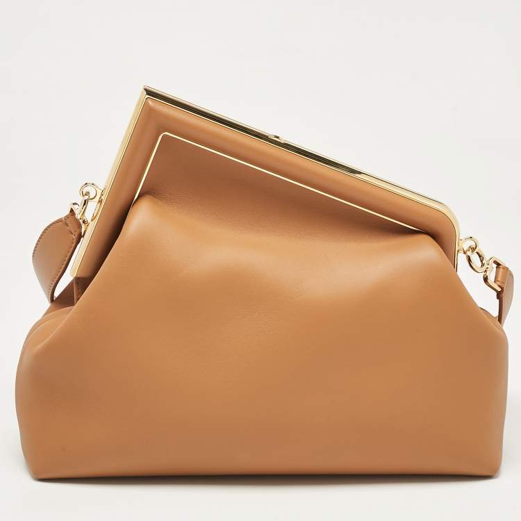 Pre Owned Fendi Brown Leather Medium First Shoulder Bag