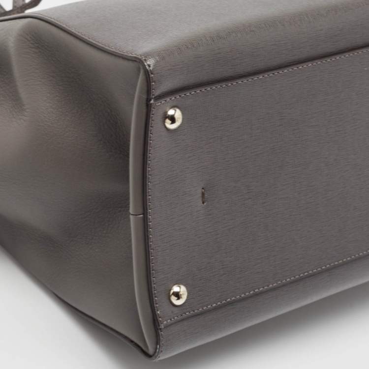 Pre Owned Fendi Grey Leather Large 2Jours Tote