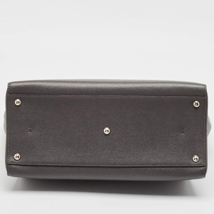 Pre Owned Fendi Grey Leather Large 2Jours Tote