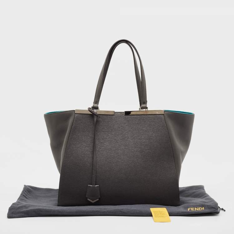 Pre Owned Fendi Grey Leather Large 2Jours Tote