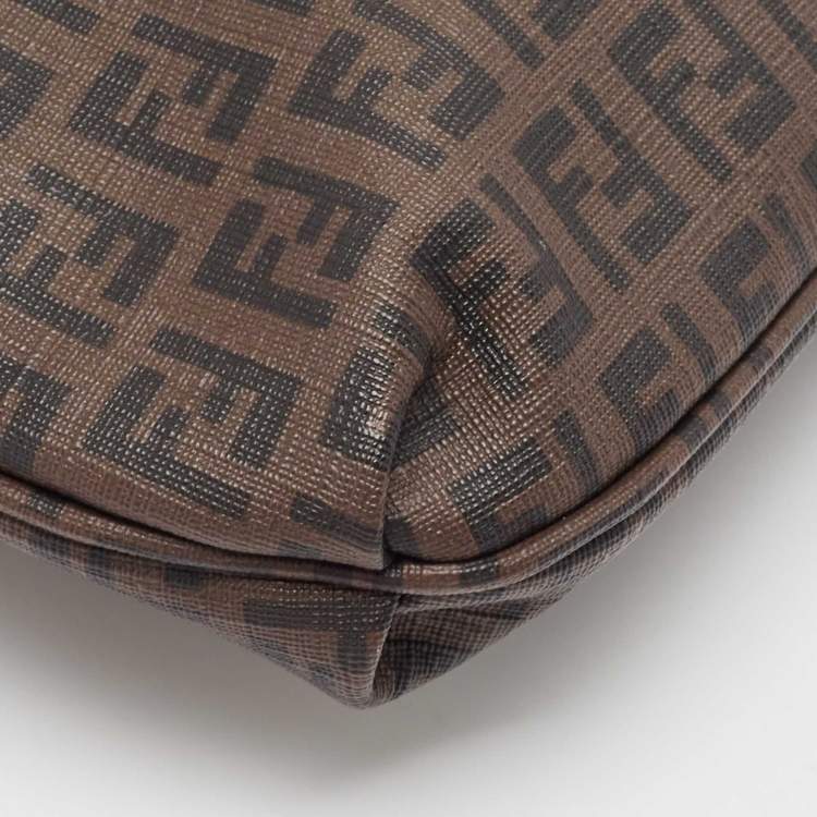 Pre Owned Fendi Tobacco Zucchino Coated Canvas Flap Messenger Bag