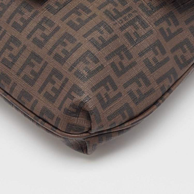 Pre Owned Fendi Tobacco Zucchino Coated Canvas Flap Messenger Bag
