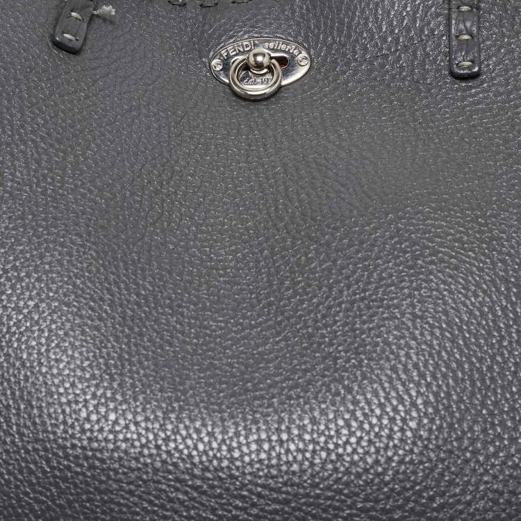 Pre Owned Fendi Grey Selleria Leather Medium Carla Tote
