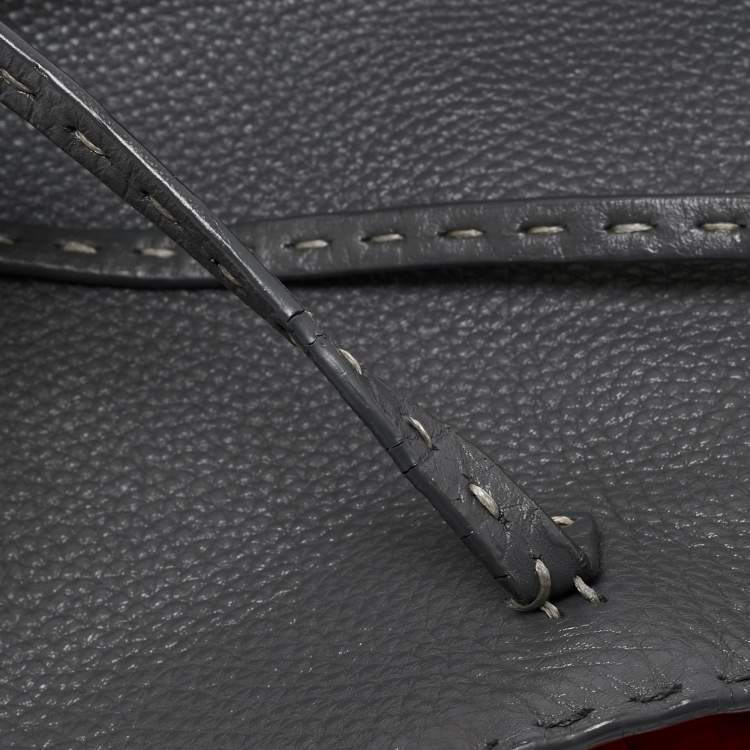 Pre Owned Fendi Grey Selleria Leather Medium Carla Tote