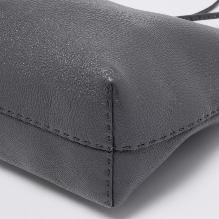 Pre Owned Fendi Grey Selleria Leather Medium Carla Tote