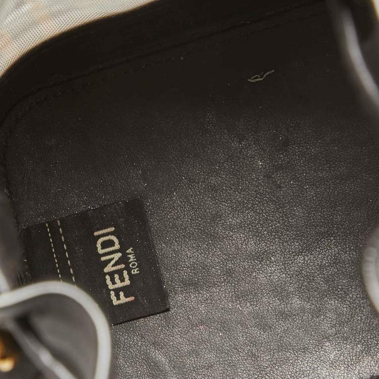 Pre Owned Fendi Tobacco Zucca Mesh and Leather Mini Mon Tresor Bucket Bag