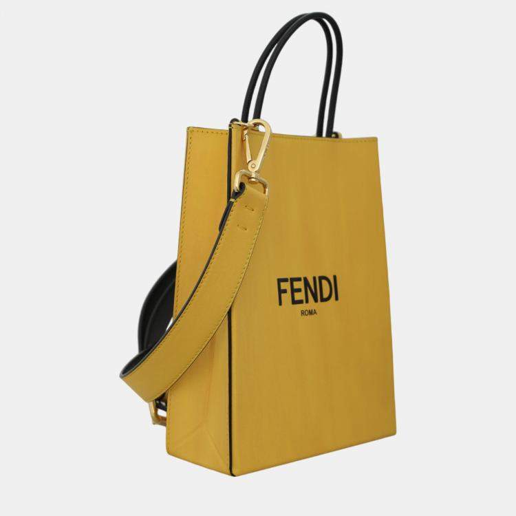 Pre Owned Fendi Yellow Leather Fendi Roma Tote Bag 