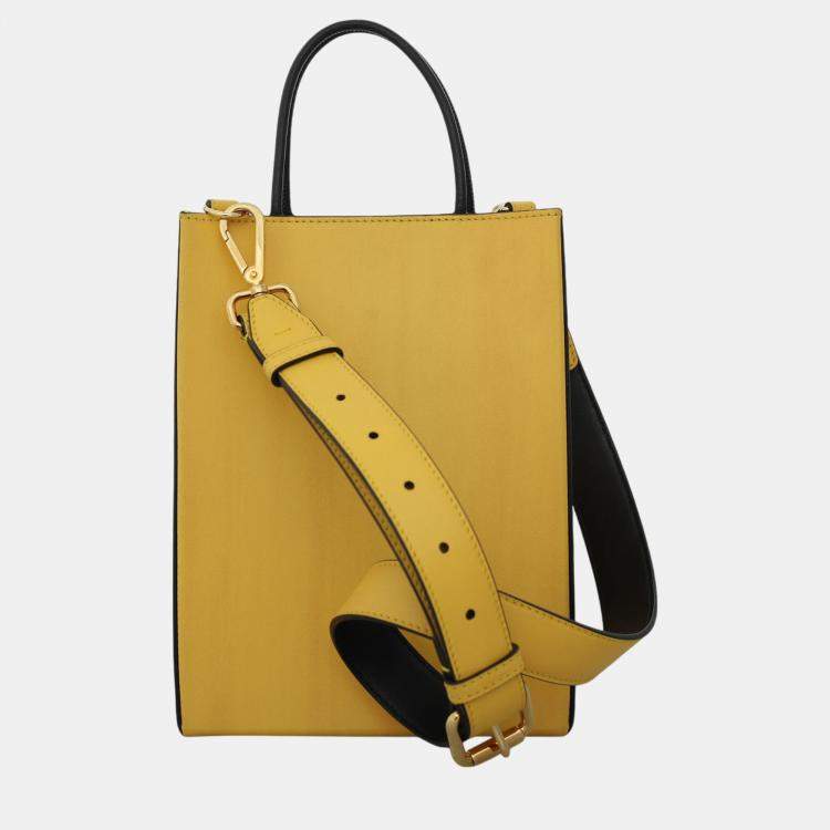 Pre Owned Fendi Yellow Leather Fendi Roma Tote Bag 