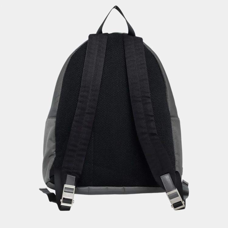 Pre Owned Fendi Grey Nylon Vitello Century Dolce Monster Eyes Rounded Backpack 