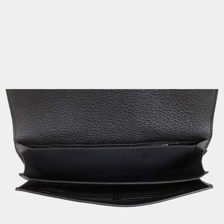 Pre Owned  Fendi Black Leather Selleria FF Baguette Clutch