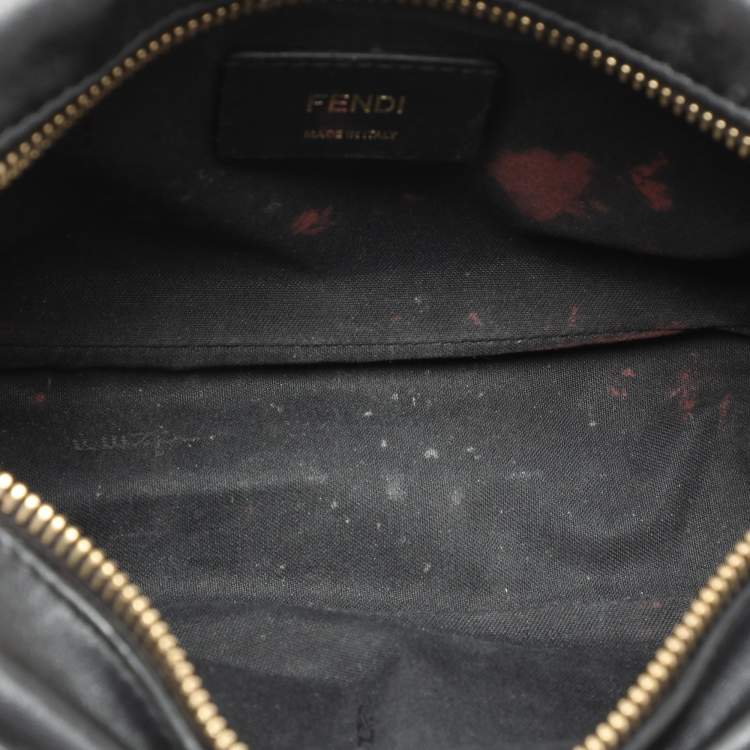Pre Owned Fendi Black/Brown FF Embossed Leather Mini Camera Crossbody Bag