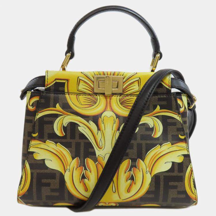 Pre Owned Fendi Calf Leather Fendace Peekaboo Handbag