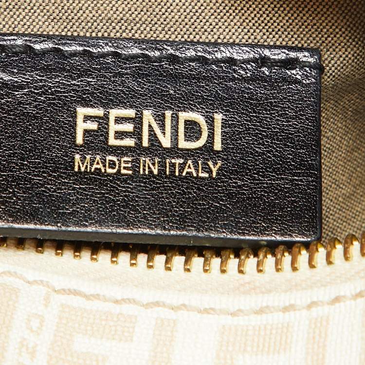 Pre Owned Fendi Beige Zucchino Coated Canvas and Leather Forever Bauletto Boston Bag