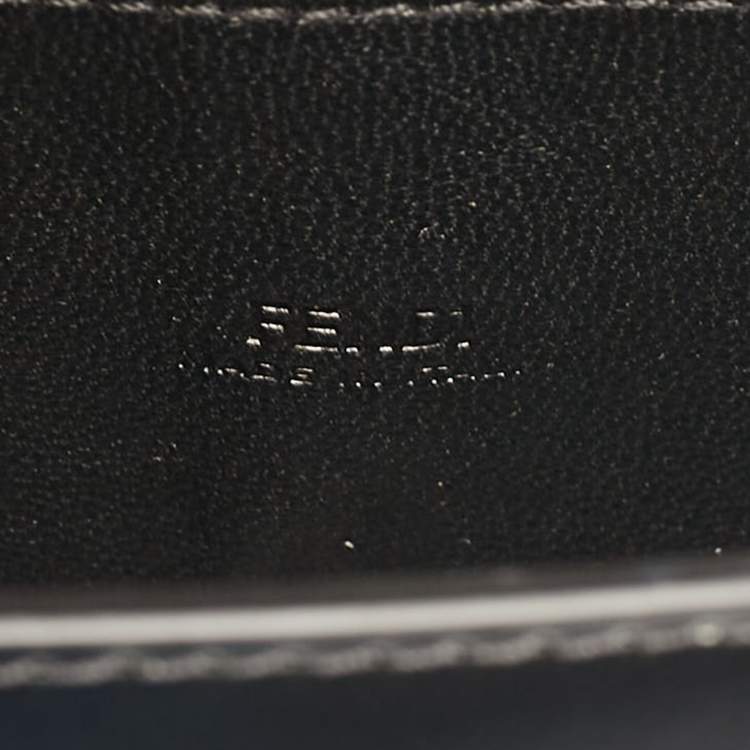 Pre Owned Fendi Black Leather Nano F Chain Clutch 