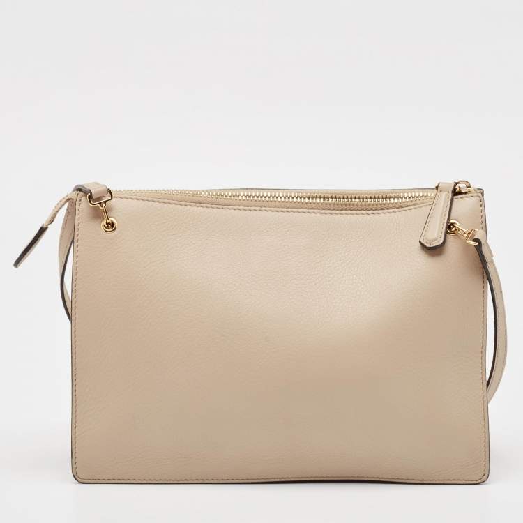 Pre Owned Fendi Beige Leather Rainbow Stud Crossbody Bag