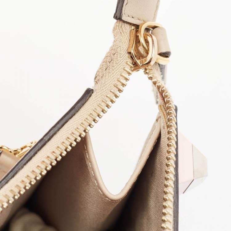 Pre Owned Fendi Beige Leather Rainbow Stud Crossbody Bag