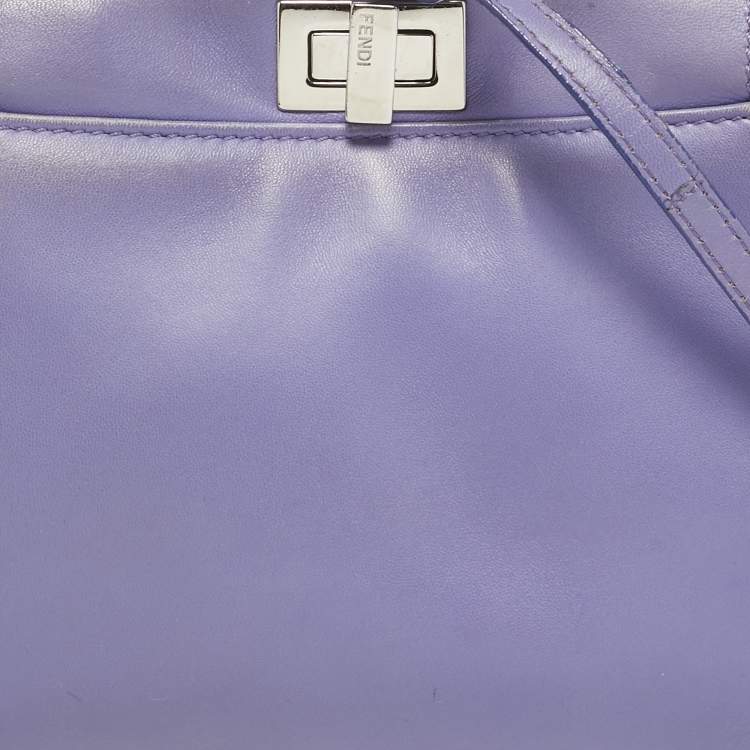 Pre Owned Fendi Lilac Leather Mini Peekaboo Top Handle Bag