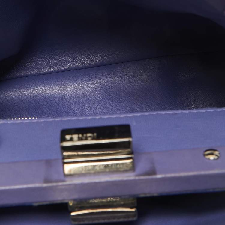 Pre Owned Fendi Lilac Leather Mini Peekaboo Top Handle Bag