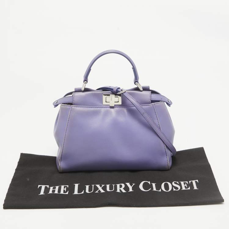 Pre Owned Fendi Lilac Leather Mini Peekaboo Top Handle Bag
