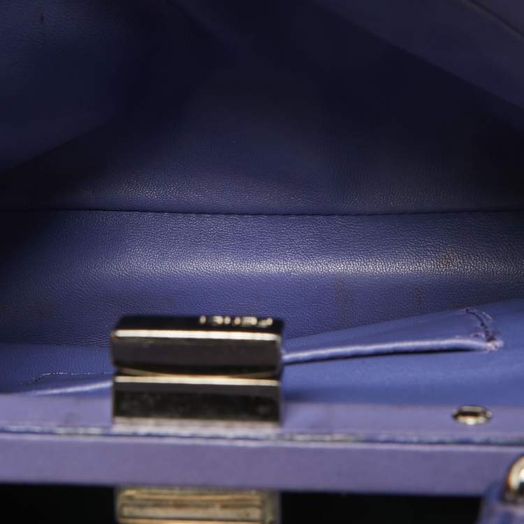 Pre Owned Fendi Lilac Leather Mini Peekaboo Top Handle Bag