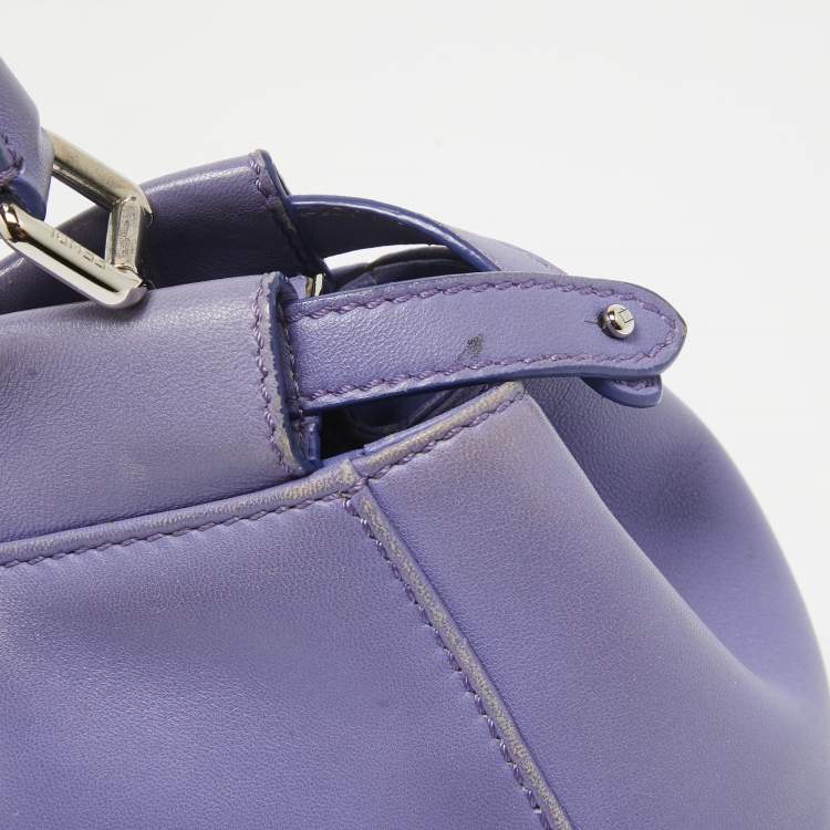 Pre Owned Fendi Lilac Leather Mini Peekaboo Top Handle Bag