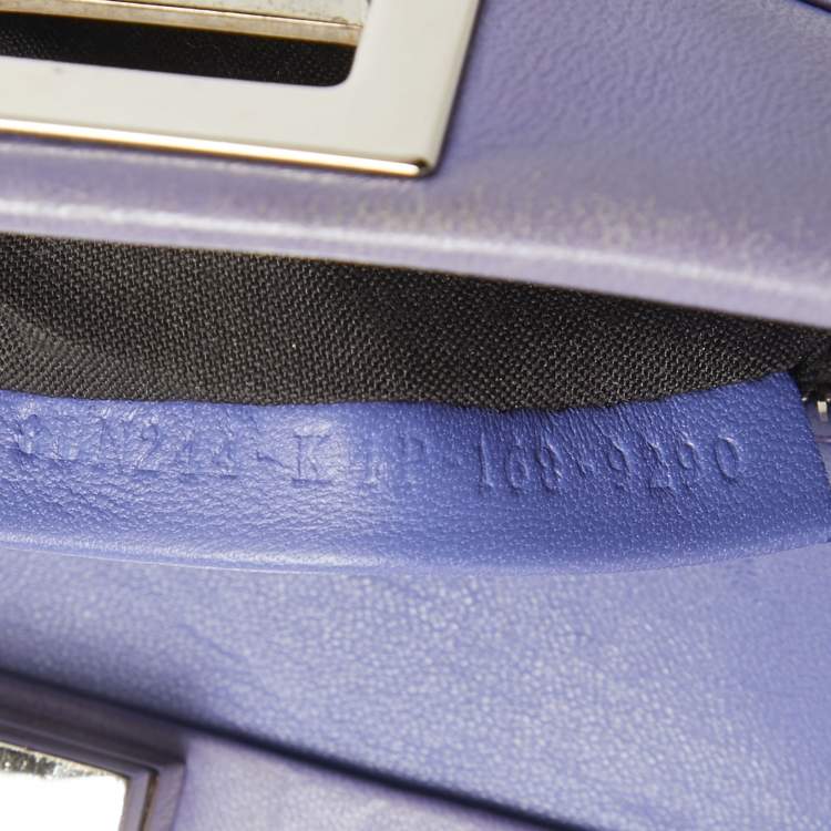 Pre Owned Fendi Lilac Leather Mini Peekaboo Top Handle Bag