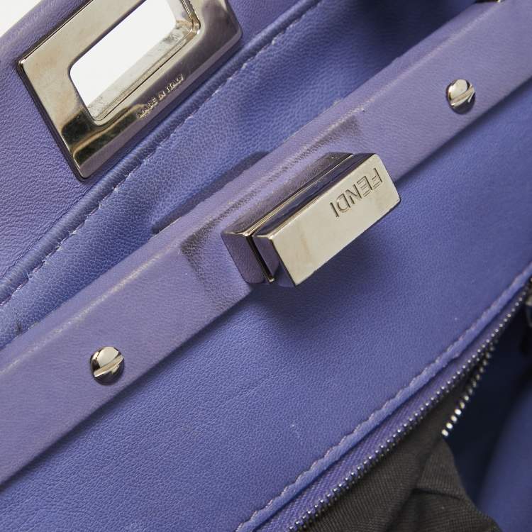 Pre Owned Fendi Lilac Leather Mini Peekaboo Top Handle Bag