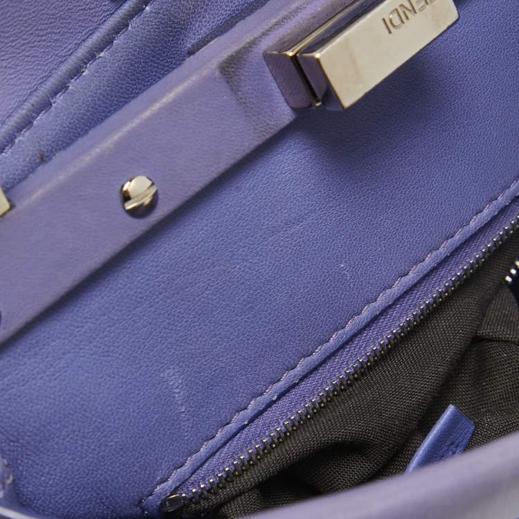 Pre Owned Fendi Lilac Leather Mini Peekaboo Top Handle Bag