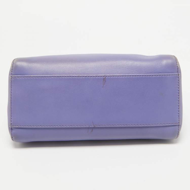 Pre Owned Fendi Lilac Leather Mini Peekaboo Top Handle Bag