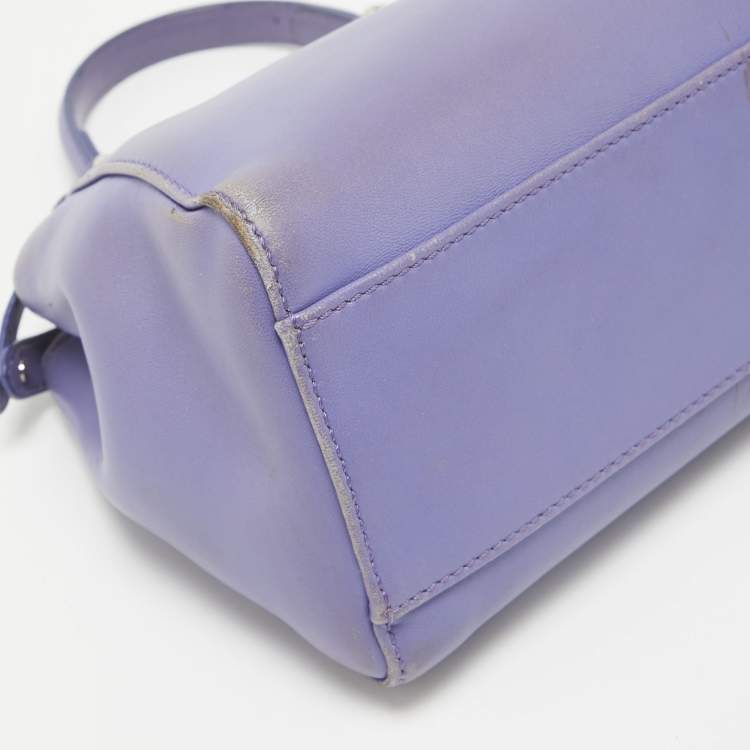 Pre Owned Fendi Lilac Leather Mini Peekaboo Top Handle Bag