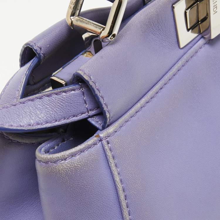 Pre Owned Fendi Lilac Leather Mini Peekaboo Top Handle Bag