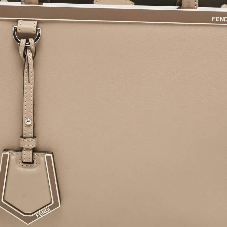 Pre Owned Fendi Beige Leather Petite 2Jours Tote