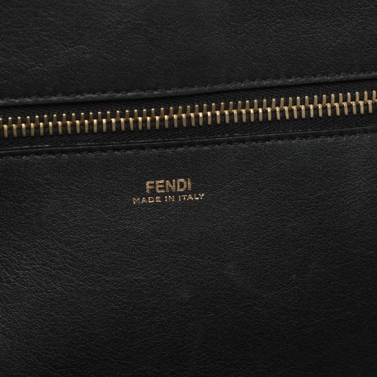 Pre Owned Fendi Black Leather Dotcom Top Handle Bag