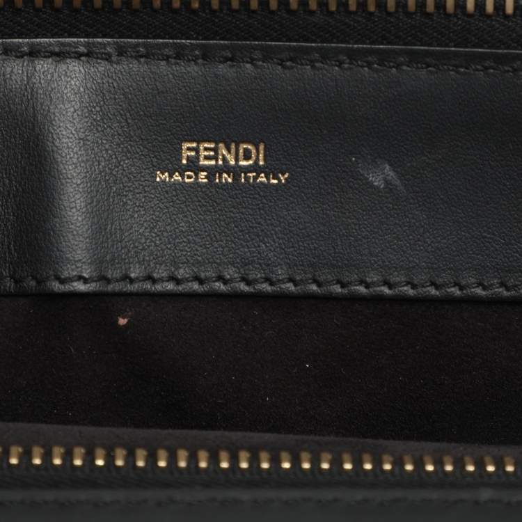 Pre Owned Fendi Black Leather Dotcom Top Handle Bag