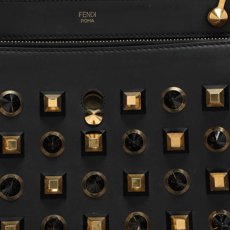 Pre Owned Fendi Black Leather Dotcom Top Handle Bag