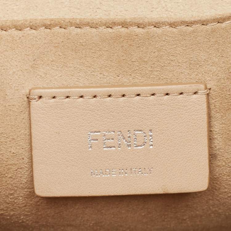 Pre Owned Fendi Off White Scalloped Leather Medium Kan I Shoulder Bag