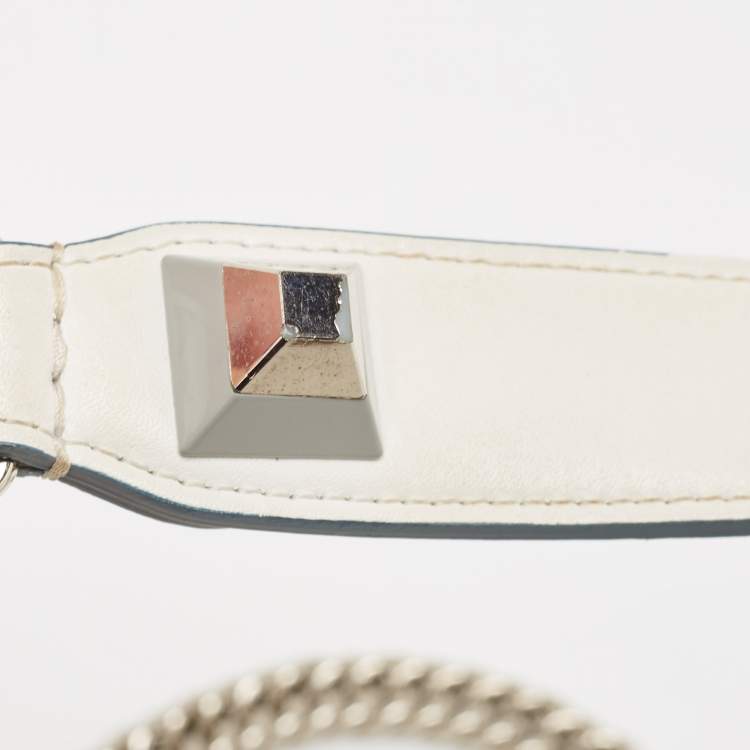 Pre Owned Fendi Off White Scalloped Leather Medium Kan I Shoulder Bag