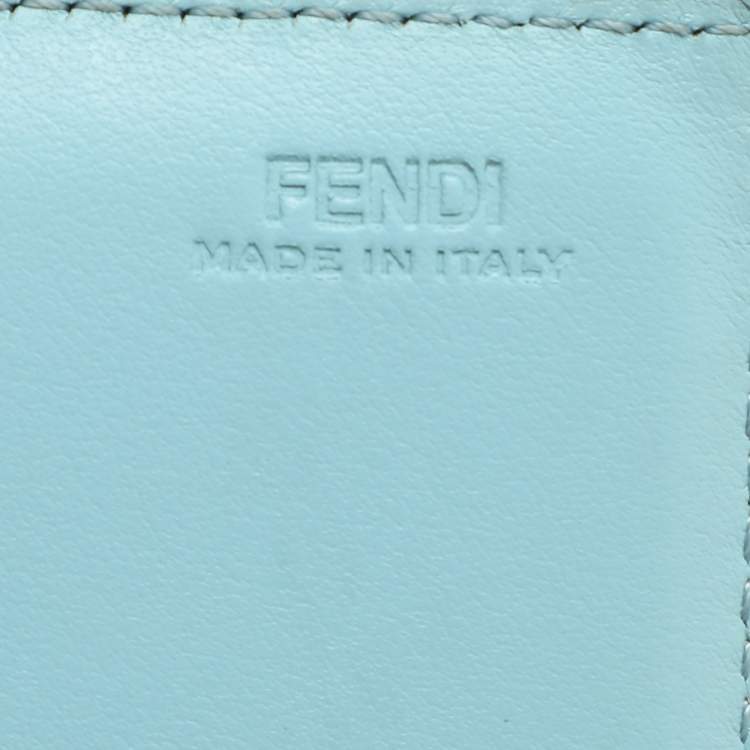 Pre Owned Fendi Blue Leather Embellished Wallet On Chain