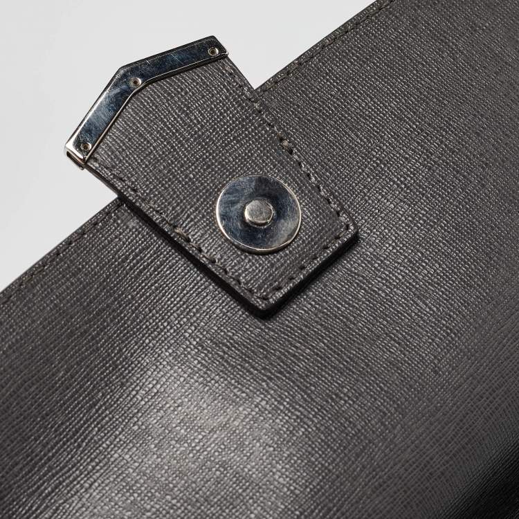 Pre Owned Fendi Dark Grey Leather Small Demi Jour Top Handle Bag